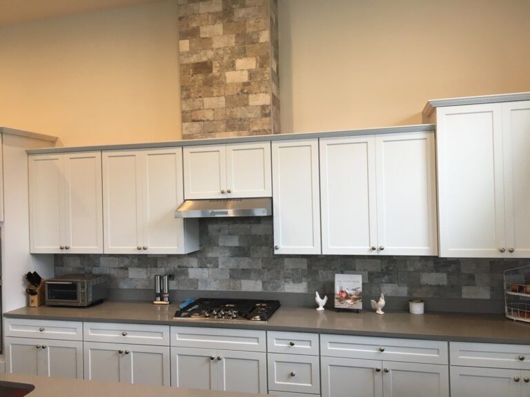 One of our professional cabinet installers hung these cabinets in a recently remodeled kitchen in Parsippany, NJ.